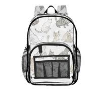 ZRWLUCKY Zaino trasparente per la scuola zaini per bambini trasparenti per la scuola per i ragazzi Zaini trasparenti trasparenti pesanti pesanti gatto divertente bianco, gatto divertente bianco