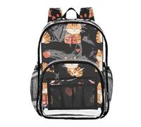 ZRWLUCKY Zaino trasparente per la scuola zaino trasparente per ragazzi vedere attraverso il pacchetto posteriore pesante gatti gialli sfondo nero, gatti gialli sfondo nero, sfondo nero, taglia unica