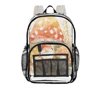 ZRWLUCKY Zaino trasparente per ragazze, ragazzi, zaino trasparente per ragazze, ragazzi, borsa in PVC trasparente, gnomo e funghi rossi, gnomo e funghi rossi, taglia unica, Gnomo e funghi rossi, One