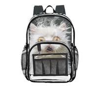 ZRWLUCKY Zaino trasparente per scuola media trasparente zaino per bambini per ragazze ragazzi trasparente zaino in PVC cartone animato gatti ansia nero, cartone animato gatto paura nero, taglia unica