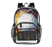 ZRWLUCKY Zaino trasparente per scuola media zaini trasparenti per ragazze adolescenti zaino pesante motivi astratti colorati, motivi astratti colorati, taglia unica, colorati, Modelli astratti