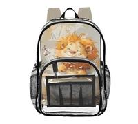 ZRWLUCKY Zaino trasparente scuola superiore zaino trasparente per bambini con tasca laterale in PVC trasparente per vasca da bagno vintage leone felice, vasca da bagno vintage leone felice, vasca da