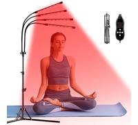 Zrwuldu 4 Teste Lampada a Luce Rossa con Supporto, 120 LEDs Lampada a Infrarossi con Timer e Collo d'oca Flessibile, 660nm ＆ 850nm Lampade a Luce Rossa a Infrarossi per Viso, Collo e Schiena (Rosso)