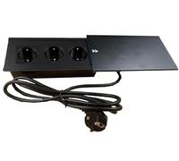 ZRZTM Presa da incasso piano di lavoro con USB C PD20W: scorrevole coperchio presa da scrivania con 2 prese con USB e tipo C, blocco incassato, 16A/1500W, cavo da 1,8 m