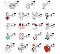 ZS 1 paio di orecchini a bottone in acciaio inossidabile di Natale per le donne ragazza simpatico pupazzo di neve orecchini di Babbo Natale cartilagine elica conchiglia regalo