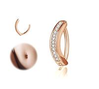 ZS 14G Clicker Piercing Ombelico per Donna, Argento 925 Anelli per Ombelico con Bilanciere Diamanti Inverso Curvo Piercing Banana Gioielli per il Corpo (Oro rosa:8mm)