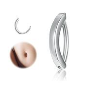 ZS 14G Clicker Piercing Ombelico per Donna, Argento 925 Anelli per Ombelico con Bilanciere Inverso Curvo Piercing Banana Gioielli per Il Corpo (12mm,14G)