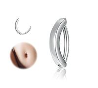 ZS 14G Clicker Piercing Ombelico per Donna, Argento 925 Anelli per Ombelico con Bilanciere Inverso Curvo Piercing Banana Gioielli per Il Corpo (10mm,14G)