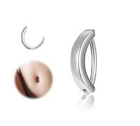 ZS 14G Clicker Piercing Ombelico per Donna, Argento 925 Anelli per Ombelico con Bilanciere Inverso Curvo Piercing Banana Gioielli per il Corpo (8mm,16G)
