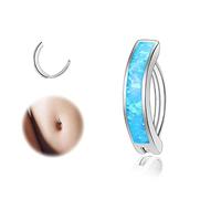ZS 14G Clicker Piercing Ombelico per Donna, Argento 925 Anelli per Ombelico con Bilanciere Opal Inverso Curvo Piercing Banana Gioielli per il Corpo (Blu: 16G,8mm)