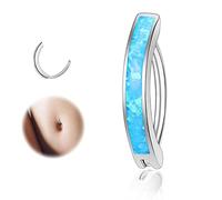 ZS 14G Clicker Piercing Ombelico per Donna, Argento 925 Anelli per Ombelico con Bilanciere Opal Inverso Curvo Piercing Banana Gioielli per il Corpo (Blu: 14G,12mm)