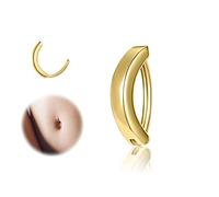 ZS 14G Clicker Piercing Ombelico per Donna, Oro Argento 925 Anelli per Ombelico con Bilanciere Inverso Curvo Piercing Banana Gioielli per il Corpo (8mm,16G)