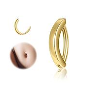 ZS 14G Clicker Piercing Ombelico per Donna, Oro Argento 925 Anelli per Ombelico con Bilanciere Inverso Curvo Piercing Banana Gioielli per Il Corpo (10mm,14G)