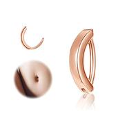 ZS 14G Clicker Piercing Ombelico per Donna, Oro Rosa Argento 925 Anelli per Ombelico con Bilanciere Inverso Curvo Piercing Banana Gioielli per il Corpo (8mm,16G)