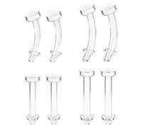 ZS 4 paia di piercing per sopracciglio, 16 G 14 G, trasparenti, in plastica, per ombelico, labbro, bioflex, acrilico, Daith Rook, orecchini per chirurgia Mri Work Straight Curved Barbells, Acrilico