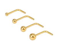 ZS 4pcs 20G Oro Nostril Piercing Naso, Acciaio Chirurgico Piercing Naso Anello, L Forma Piercing Naso per Le Donne Gli Uomini Naso Gioielli Corpo 1.5mm 2mm 2.5mm 3mm (Oro)