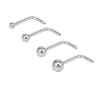 ZS 4pcs 20G Oro Nostril Piercing Naso, Acciaio Chirurgico Piercing Naso Anello, L Forma Piercing Naso per Le Donne Gli Uomini Naso Gioielli Corpo 1.5mm 2mm 2.5mm 3mm (Argento)