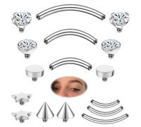 ZS Acciaio Inossidabile Barretta Curva Barbell Piercing Sopracciglio Rook Zircone Helix Daith Tragus Ear Piercing Opale Labbro Ombelico 6 mm 8 mm 10 mm 16G (Top 5 paia, argento)
