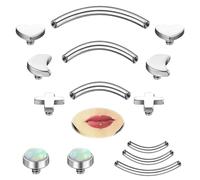 ZS Acciaio Inossidabile Barretta Curva Barbell Piercing Sopracciglio Rook Zircone Helix Daith Tragus Ear Piercing Opale Labbro Ombelico 6 mm 8 mm 10 mm 16G (Top 4 paia, argento)