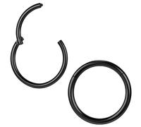 ZS ASTM F136 Titanio 6/7/8/9/10/12/14mm cartilagine Trago Helix Orecchino ad anello 20G 18G 16G Anelli per labbro Anelli naso Septum Conch Piercing Gioielli, Inner diameter:7mm, Metallo Acciaio
