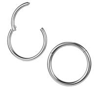 ZS ASTM F136 Titanio 6/7/8/9/10/12/14mm cartilagine Trago Helix Orecchino ad anello 20G 18G 16G Anelli per labbro Anelli naso Septum Conch Piercing Gioielli, Inner diameter:7mm, Metallo Acciaio