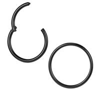 ZS ASTM F136 Titanio 6/7/8/9/10/12/14mm cartilagine Trago Helix Orecchino ad anello 20G 18G 16G Anelli per labbro Anelli naso Septum Conch Piercing Gioielli, Inner diameter:7mm, Metallo Acciaio