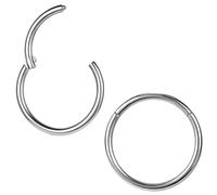 ZS ASTM F136 Titanio 6/7/8/9/10/12/14mm cartilagine Trago Helix Orecchino ad anello 20G 18G 16G Anelli per labbro Anelli naso Septum Conch Piercing Gioielli, Inner diameter:7mm, Metallo Acciaio