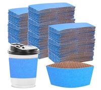 zsccxq 100 pezzi di carta kraft ondulata blu baby sleeve porta tazze di caffè isolato calore espresso tazza manica adatta per 12, 16, 20, 24 once bevande calde