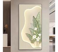 ZSCNYHMT Decorazione Murale 3D, Scultura Decorativa A Sospensione con Piante Verdi Simulate, Quadro Decorativo con Piante Verdi in Arenaria E Luci LED(Gold Frame A,23.6 * 47.3in)