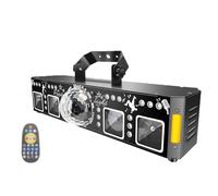 ZSETG Luce per Feste 6 in 1, Centinaia di Proiezioni di Motivi, Telecomando, Controllo Vocale, DMX, Distanza di Controllo Remoto di 6 Metri, Luce da Palco RGB a 5 Occhi, per Club E Sale da Ballo