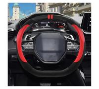 ZSGHJA Coprivolante Auto per Peugeot 208/e208 2020 2021 2022 2023 Coprivolante per Auto in Fibra di Carbonio Scamosciato PU Antiscivolo Accessori per Auto Interni Coprimanubrio Auto(Rosso)