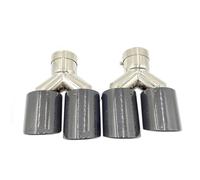 ZSGHJA Tubo Scarico Dell'auto 2 Pezzi di Punta Marmitta in Fibra di Carbonio Lucida Doppio Tubo di Scarico Universale in Acciaio Inox per BMW F30 E90 Punta Scarico(76MM IN-101MM out)
