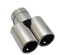 ZSGHJA Tubo Scarico Dell'auto Terminale di Scarico per Auto, Terminale Piatto Universale Dritto, in Acciaio Inox, Multi-Misura, A Doppia Uscita Punta Scarico(Silver 57MM)