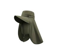 ZSHDLHLS Cappello da Pescatore Cappelli Sole Maschera A Scialle Tre in Una Donna con Protezione Solare Upf1000+ Berretto Secchio del Viso per Il Ciclo All'aperto-Verde Scuro-Come Foto