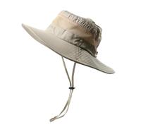 ZSHDLHLS Cappello da Pescatore Secchio Pieghevole Donna Largo Protezione Solare in Rete per La Pesca Spiaggia Traspirante con Il Buco della Coda di Cavallo-Cachi