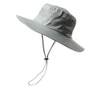 ZSHDLHLS Cappello da Pescatore Secchio Pieghevole Donna Largo Protezione Solare in Rete per La Pesca Spiaggia Traspirante con Il Buco della Coda di Cavallo-Grigio