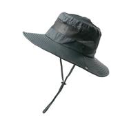 ZSHDLHLS Cappello da Pescatore Secchio Pieghevole Donna Largo Protezione Solare in Rete per La Pesca Spiaggia Traspirante con Il Buco della Coda di Cavallo-Nero