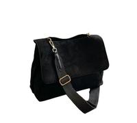 ZSHDTKWB Borse a Tracolla da Donna Borsa per La Spalla in Pelle Scamosciata Marrone Smerigliata Inverno retrò di con Donna-Nero