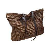 ZSHDTKWB Borsetta Tracolla Donna Piccola Design con Paglia per Vasche Intrecciate Estate Casual Borse di Grande capacità Nuova Spiaggia di Moda Spalla Semplice-caffè