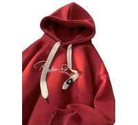 ZSHDTKWB Felpa con Cappuccio da Uomo Stampa di Lettere A Maniche Lunghe Felpe Autunnali Goth Fashion Y2k Vintage Streetwear-rosso-4xl(75-82,5 kg)