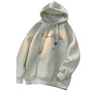 ZSHDTKWB Felpa con Cappuccio da Uomo Stampa di Lettere A Maniche Lunghe Felpe Autunnali Goth Fashion Y2k Vintage Streetwear-grigio-4xl(75-82,5 kg)