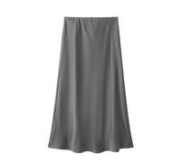 ZSHDTKWB Gonna Lunga Donna Nero Raso Alta Vita Gonne Lunghe Elegante per Le Donne Moda Estate Midi Ufficio Donne-Grigio-XS