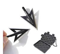 ZSHJG 10pcs Punta di Freccia Caccia di Tiro con L'Arco Punte da Tiro 100 Grano Lama Fissa Testa Larga con Broadhead Box per Arco Composto e Balestra (Type 2)