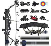 ZSHJG Kit Arco Compound Completare Set di Arco Composto 30-70lbs Regolabile Kit Arco Compound per Adulti Equipaggiamento da Caccia 320fps Mano Destra (Nero)