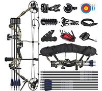 ZSHJG Kit Arco Compound Completare Set di Arco Composto 30-70lbs Regolabile Kit Arco Compound per Adulti Equipaggiamento da Caccia 320fps Mano Destra (Camo)
