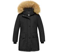ZSHOW Cappotto Invernale Caldo Giacca in Cotone a Vento Cappotto con Cappuccio Parka con Cappuccio Bambina Nero 140-146