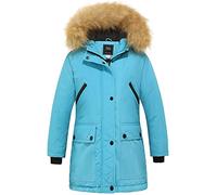 ZSHOW Giacca Invernale Imbottita Calda Parka da Esterno Spessa a Vento Overcoat Work Winter Jacket Outdoor Casual Bambina Azzurro Chiaro 140-146