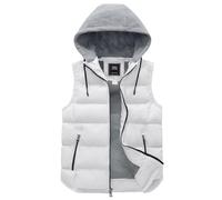 ZSHOW Gilet Caldo Imbottito Invernale Smanicato con Cappuccio Regolabile Antivento Giacca Senza Maniche Sportivo Giubbotto Casual con Zip Uomo Sbiancato L