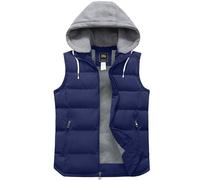 ZSHOW Gilet Imbottito Caldo Invernale Giacca Senza Maniche Spesso Cappotto da Esterno con Tasche Giubbotto Casual Taglia Forti Uomo Blu Scuro S