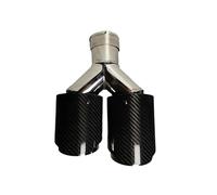 ZSHYTWE 1 Pz Universale Auto Coda Gola Silenziatore Lunghezza Brunitura A Forma di Y Doppio Fuori Twill Lucido Punta Marmitta di Scarico Terminale di Scarico per Auto(60mm-89mm-Left)